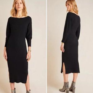 Anthropologie Shea Black Rib Knit Sweater Dress XS